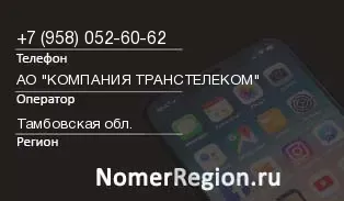 Кто звонил с 9580526062 - регион и оператор